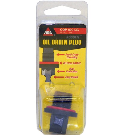 Ags Accufit Oil Drain Plug 1/2-20, 1 per Card, ODP-00013C ODP-00013C